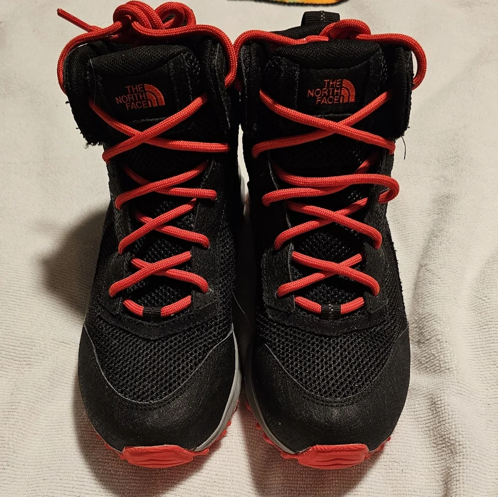 The North Face Kids Black and Red Waterproof Hiking Boots